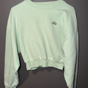 NEW ALO Yoga SPEARMINT GREEN Cropped Sweatshirt